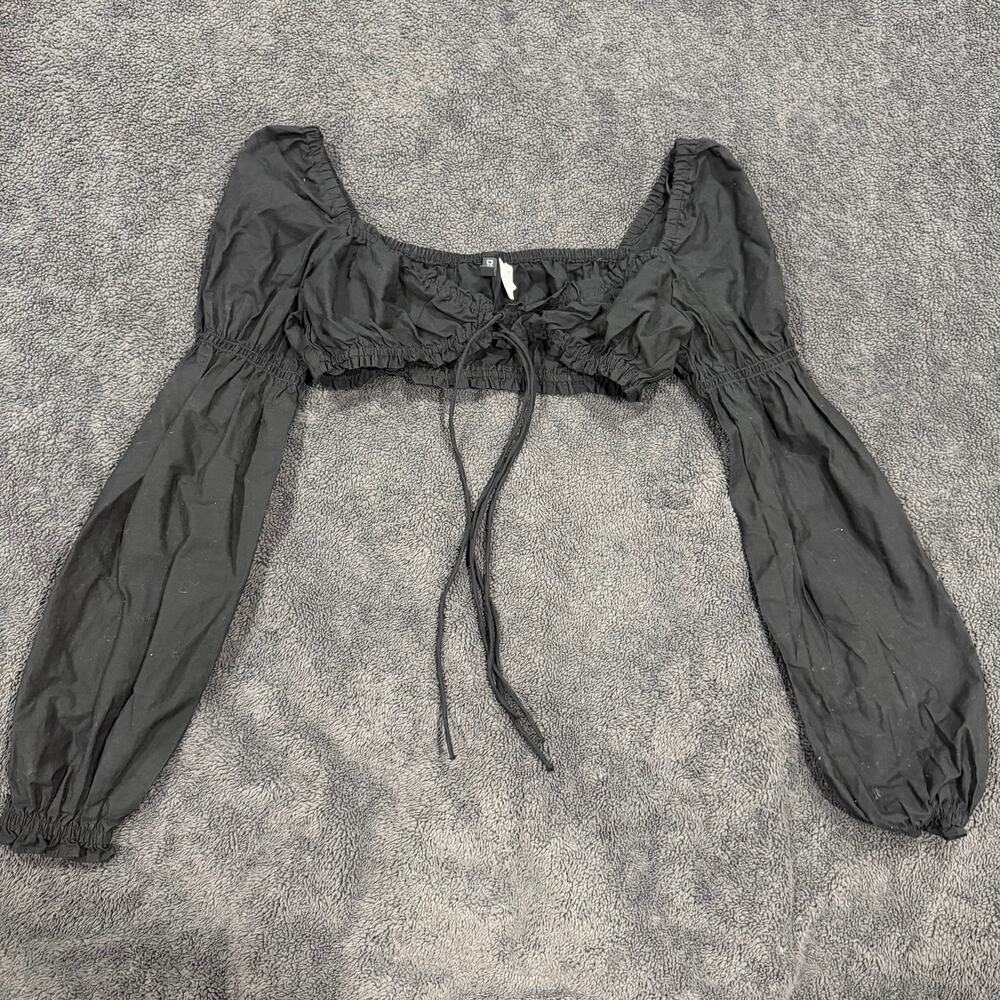 Divided Womens Dark Coquette Whimsigoth Babydoll Crop Top S Puff Sleeve Concert